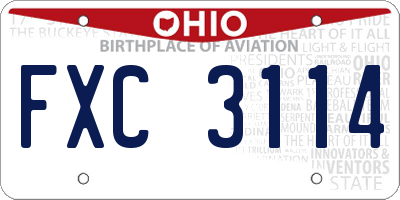 OH license plate FXC3114