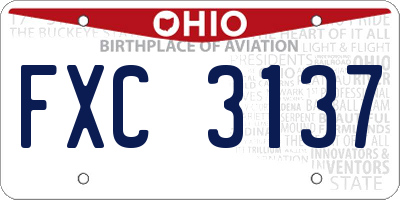 OH license plate FXC3137