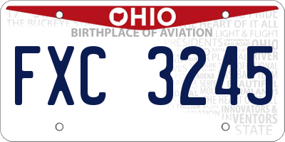 OH license plate FXC3245