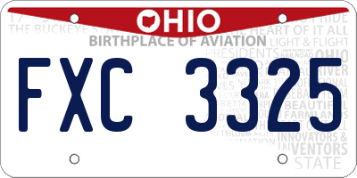 OH license plate FXC3325