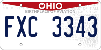 OH license plate FXC3343