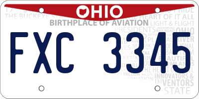 OH license plate FXC3345