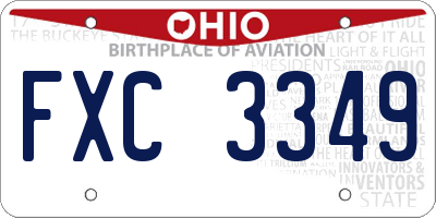 OH license plate FXC3349