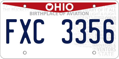 OH license plate FXC3356