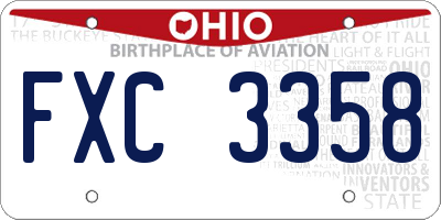 OH license plate FXC3358