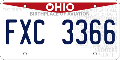 OH license plate FXC3366