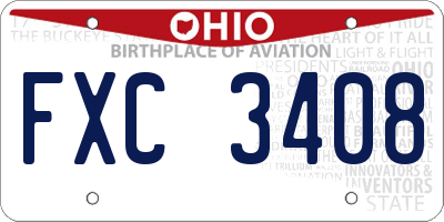 OH license plate FXC3408
