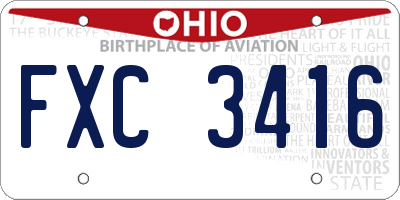 OH license plate FXC3416