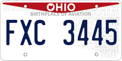OH license plate FXC3445