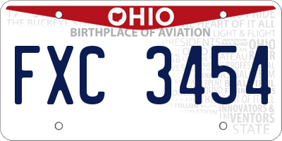 OH license plate FXC3454