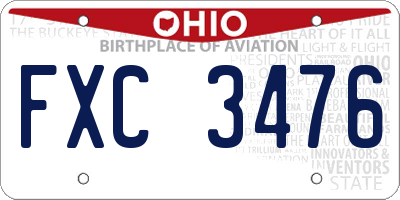 OH license plate FXC3476
