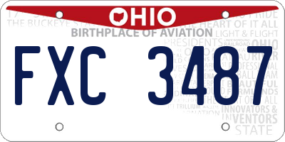 OH license plate FXC3487