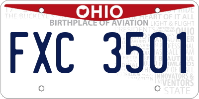 OH license plate FXC3501