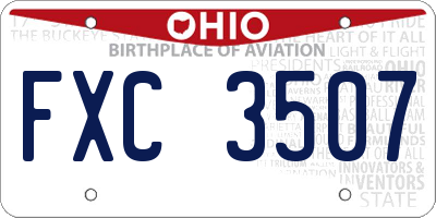 OH license plate FXC3507