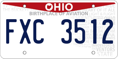 OH license plate FXC3512