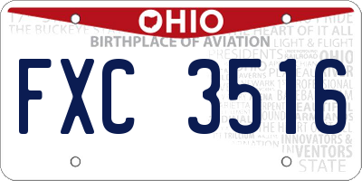 OH license plate FXC3516