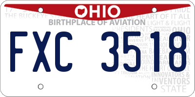 OH license plate FXC3518