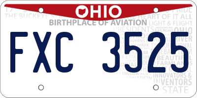 OH license plate FXC3525