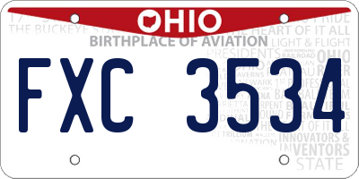 OH license plate FXC3534