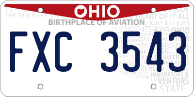 OH license plate FXC3543
