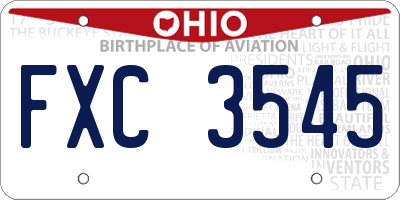 OH license plate FXC3545