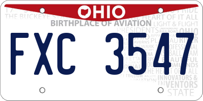OH license plate FXC3547