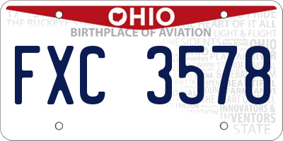 OH license plate FXC3578
