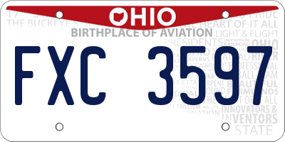OH license plate FXC3597