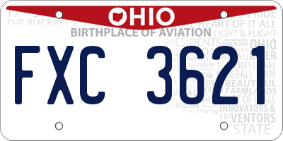 OH license plate FXC3621