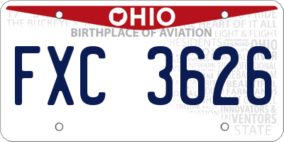 OH license plate FXC3626
