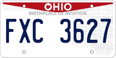 OH license plate FXC3627