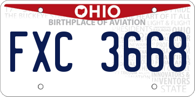 OH license plate FXC3668