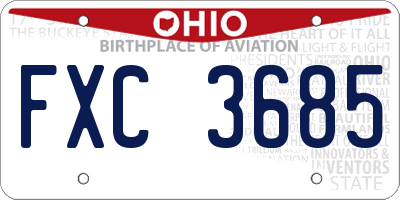 OH license plate FXC3685