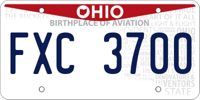 OH license plate FXC3700