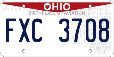 OH license plate FXC3708