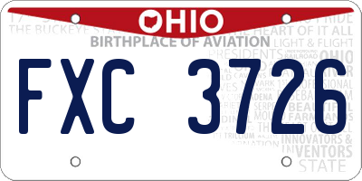 OH license plate FXC3726