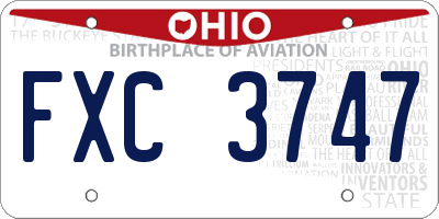 OH license plate FXC3747