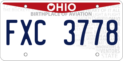 OH license plate FXC3778
