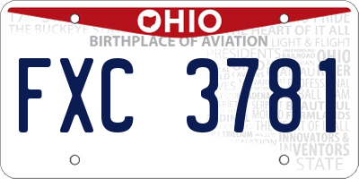 OH license plate FXC3781