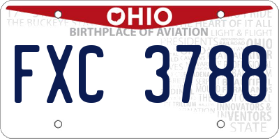 OH license plate FXC3788
