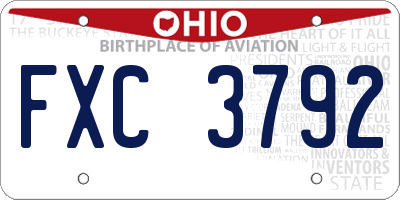 OH license plate FXC3792