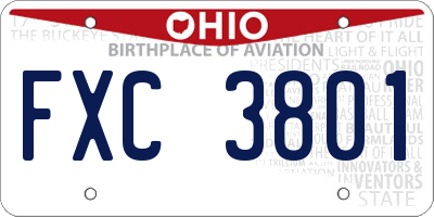 OH license plate FXC3801
