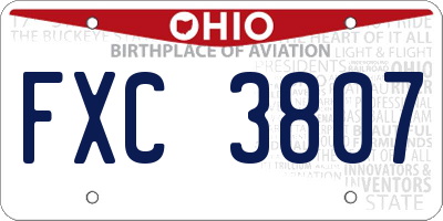 OH license plate FXC3807