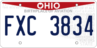 OH license plate FXC3834
