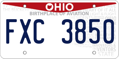 OH license plate FXC3850