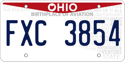 OH license plate FXC3854