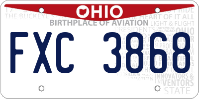 OH license plate FXC3868
