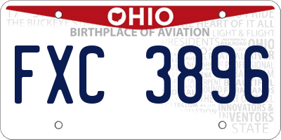 OH license plate FXC3896