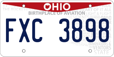 OH license plate FXC3898