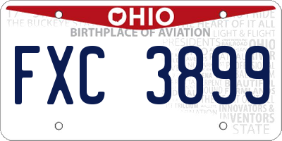 OH license plate FXC3899